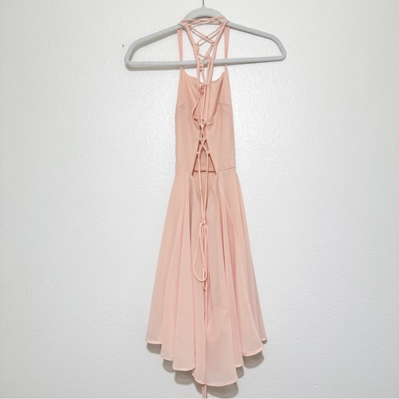 Lulus Good Deeds Blush Pink Lace-Up Dress Size S - Picture 6 of 9